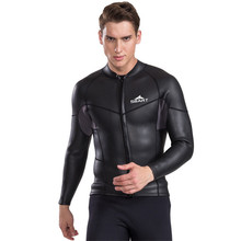 SBART-traje de neopreno con cremallera para hombre, camiseta de manga larga para nadar, Surf y buceo, color negro, 2MM 2024 - compra barato