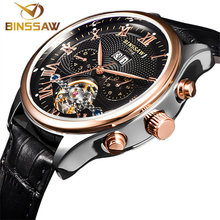 HOT !BINSSAW brand  luxury Mens watches Automatic mechanical watch tourbillon clock leather Casual business wristwatch relojes 2024 - buy cheap