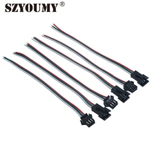 Szyumy jst 3pin led strip conector fêmea e macho cabo de fio de extensão para 5050/3528 ws2812b/ws2811 led strip light 200 pces 2024 - compre barato