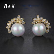 Be8 Brand Imitation Pearl Stud Earring Shiny Cubic Zirconia Pave Bridal Jewelry Girls Brincos Accessories For Party Gifts E-236 2024 - buy cheap