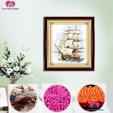 diy beaded cross stitch beads embroidery Sailing diy beadwork home decor crafts needlework pearl embroidery point de croix perle 2024 - buy cheap