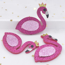 10Pcs Glitter Fabric Applique Cartoon Flamingo Stick-on Crown Padded Patches for Crafts Clothes DIY Hair Clips Bow Ornament F97 2024 - buy cheap