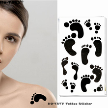 Nu-taty fofo tatuagem temporária de pés pretos, 17*10cm à prova d'água tatuagem sem dor faixa de henna 2024 - compre barato