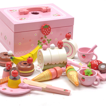 Hot ! Pink Colour  Wooden Toy Pretend Play Toy Simulation Magnetic Ice Cream Colourful Kitchen Food Baby Toy Food Birthday D187 2024 - buy cheap