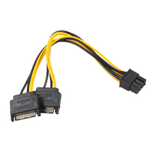 20 см 2 15Pin SATA папа к PCI-e 8Pin (6 + 2) папа видео карта кабель питания 8PIN к 15PIN конвертер шнур провода для мульти-видеокарты 2024 - купить недорого