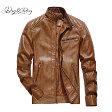 Drymargarida jaqueta de couro masculina, jaqueta de couro pu com gola alta qualidade, casaco casual com zíper tamanho americano 2024 - compre barato