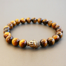 SN0241 gold Color buddha bracelet Stretchy Beaded Bracelet Men Buddha Tiger Eye Bracelets 2024 - buy cheap