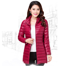 Ultra Light Down Jacket 2018 Autumn Female Parkas Jacket Women Long Parka Hooded 90% White Duck Down Coats Plus Size FP1359 2024 - buy cheap