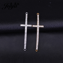 10 pçs/lote cruz forma jóias conector luxuoso strass pulseira neckalce pingentes fazendo para as mulheres jóias descobertas diy 2024 - compre barato