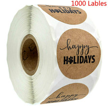 Pegatinas de Navidad de 500 piezas, papel Kraft, feliz día festivo con árboles, etiquetas adhesivas para decoración de bodas, pegatinas de fiesta de navidad 2024 - compra barato