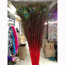 Wholesale 50pcs beautiful red  peacock feather eye 70-80 cm / 28-32 inch decorative celebration 2024 - buy cheap