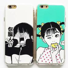 Spoof Funny Cartoon Comics Design Ultra Thin Hybrid TPU + PC Shell Cover For iPhone 5 6 s 7 plus Cute Girl's Fashion Phone Cases 2024 - buy cheap