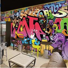 Frete grátis grande mural bar corredor fundo papel de parede café rua arte graffiti 3d quarto papel parede mural 2024 - compre barato