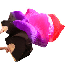 Leques de dança do ventre de seda 100%, 1 par artesanal, de alta qualidade, adereços para dança do ventre, preto + roxo + rosa + vermelho 150/180*90 cm 2024 - compre barato