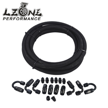 LZONE - AN6 Black  Racing Hose Fuel Oil Line + Fitting Hose End Adaptor KIT JR7312+SL10AN6-BK 2024 - купить недорого