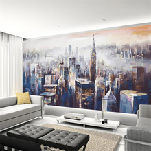 Beibehang papel de parede foto personalizada 3d fresca nova york paisagem pintura a óleo papel de parede infantil decoração de casa 2024 - compre barato