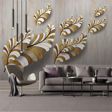 Beibehand-papel de parede 3d para decoração, sala de estar, quarto, decoração, 3d, folhas douradas em relevo, fundo do sofá 2024 - compre barato
