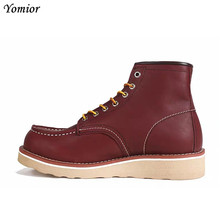 2019 New Women Spring Summer Casual Shoes Round Toe Cow Leather Wedges Red Boots Vintage Military Motorcycle Boot Vacation 2024 - buy cheap