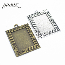 YuenZ-colgante de collar en 2 colores, bandeja Base cabujón, bisel en blanco, ajuste de 29x21mm, rectangular, elaboración de joyas de cabujón C06, 3 uds. 2024 - compra barato