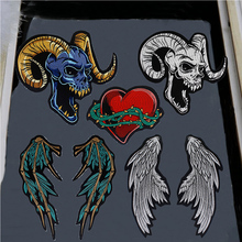 Sheep Skull Embroidery Heart Wing  Patch  Sticker Iron on Applique for Clothes Jacket Decorative Accessories Angel Jeans Badge 2024 - buy cheap