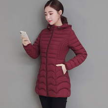 Jaqueta feminina algodão plus size, casaco de algodão com capuz justo quente comprido fp1034 2024 - compre barato