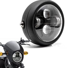 Farol de motocicleta retrô com projeção de led, 6.5 polegadas, alta, feixe baixo, personalizado para harley bobber, honda, yamaha 2024 - compre barato