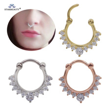 Starbeauty-anillo para la nariz de 16G, bisutería superior, anillos del septo Clicker, pendiente para cartílago, Piercing para nariz, hélice, Oreja, joyería para mujer 2024 - compra barato