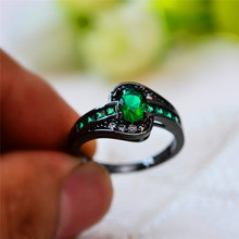 Anel de casamento masculino e feminino, pedra verde, vintage, de luxo, preto, dourado, da moda, grande, oval, de noivado 2024 - compre barato