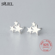 SMJEL 925 Sterling Silver Jewelry 3 Stars Earrings Women Stacked Star Stud Earrings Accessories Bijoux Girl Birthday Gift 2024 - buy cheap