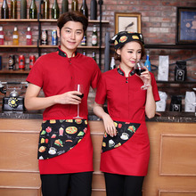 Short Sleeve Chinese Restaurant Waiter Uniform Women Bar Waitress Uniform Work Wear Men Coffee Shop Waitress Uniform Overalls 2024 - buy cheap