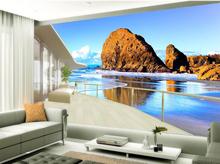 Papel de parede foto personalizada 3d, fundo de parede para praia, mar e janela 3d dos sonhos, decoração de casa 2024 - compre barato