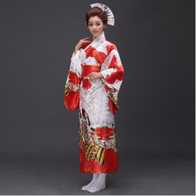 Горячая Распродажа красное японское Национальное женское кимоно юката с Obi традиционное вечернее платье новинка костюм на Хэллоуин один размер 2024 - купить недорого
