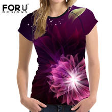FORUDESIGNS 2018 Brand Women T Shirt Vintage 3D Floral Prints Woman Crop Tops Tees Shirts Casual Female Shirt Feminine T-shirt 2024 - buy cheap