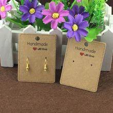 400PCS/Lot 6.5*5cm Kraft Earring Cards "Handmade with love"Earring Card Paper Jewelry Display Card Earring Classic Display Cards 2024 - buy cheap