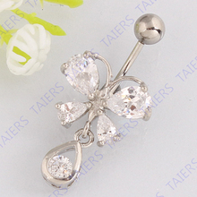 Belly button ring Butterfly crystal body piercing jewelry Navel ring Retail Woman Jewelry 14G 316L surgical steel bar TAIERS 2024 - buy cheap