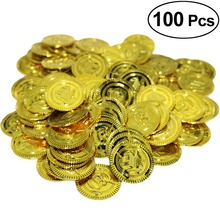 100 Pcs Halloween Children Pirate Gold Coins Plastic Coins Chip Toys Gold Toys Pirate Party Kids Gifts Wedding Party Decoration 2024 - buy cheap