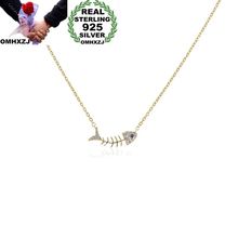 Hxomzj colar pingente de prata esterlina s925, colar para mulheres e meninas, presente de casamento, osso de peixe, zircônio aaa 2024 - compre barato