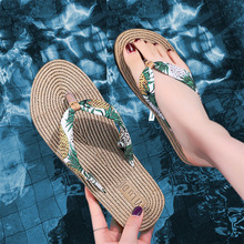 2020 zapatos de mujer de moda verano Flip Flops sandalias de plataforma para la playa en cuña parche Flip Flops dama Zapatillas Pantufa Zapatillas 2024 - compra barato