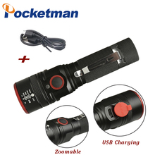 USB Перезаряжаемый фонарик, светодиодный фонарик, масштабируемый, 3 режима, фонарик для 18650 с USB-кабелем для кемпинга Z50 2024 - купить недорого
