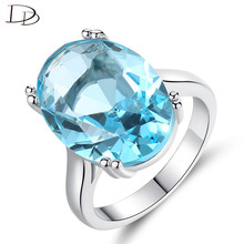DODO Summer Sky Blue Big Oval Rhinestone Rings For Women White Gold Color Fashion Jewelry Party Accessories Bijoux Femme R465 2024 - buy cheap