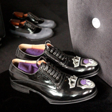 Sapatos masculinos de couro, feitos à mão, de alta qualidade, estilo formal, da moda, oxford 2024 - compre barato