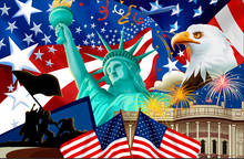 7x5FT Счастливый День независимости США праздновать вечерние флаги Статуя Свободы фон для фотографирования под заказ фон винил 220 см X 150 см 2024 - купить недорого
