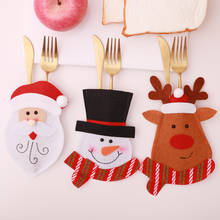 Christmas Decoration Cutlery Pocket Dining Table Layout Santa Claus Snowman Cutlery Bag Home Party Table Dinner Decoration 2024 - buy cheap