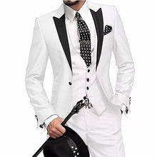 White One Button Wedding Suits Slim Fit Notch Lapel Mens Suits Groom Tuxedos Formal Wedding Party Tuxedos (Jacket+Pants+Vest) 2024 - buy cheap