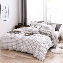 Grid Duvet Cover Set with Pillowcase Simple Comforter Cover White Plaid 2 Choices Cotton Microfiber Bedclothes Twin Queen King 2024 - buy cheap