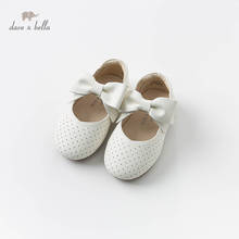 DB12633 Dave Bella/весенние бежевые кожаные туфли для маленьких девочек; Детская брендовая обувь принцессы с большим бантом 2024 - купить недорого