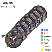 RGB СВЕТОДИОДНАЯ лента SMD 3528 5 м без водонепроницаемой RGB ленты DC12V ленточный диод Светодиодная лента s светильник Гибкая полоса лампа IR WIFI контроллер 2024 - купить недорого