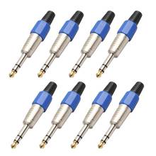 2pcs/8pcs 6.35mm Male Plug ABS Blue Shell and Gold-plated Plug Connector Headphone Amplifier Audio Adapter Solder Blue External 2024 - buy cheap