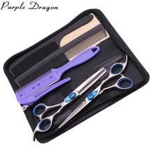Hair Scissors Set 6" Purple Dragon JP Stainless Reversed Thinning Scissors Professional Hair Cutting Scissors Anti-Teeth 1115# 2024 - buy cheap