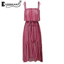 Everkaki Boho Print Dress Women Long Dress Summer Vestidos Sashes Casual Ladies Gypsy Maxi Slip Dresses Female 2020 Spring New 2024 - buy cheap
